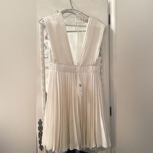 Plunge Pleated Mini Dress